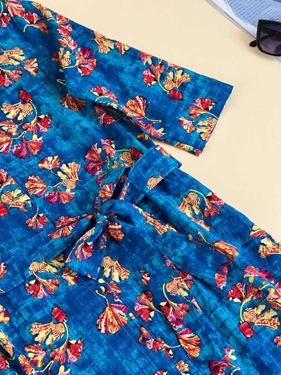 پیراهن نخی جلو دکمه کد 2008