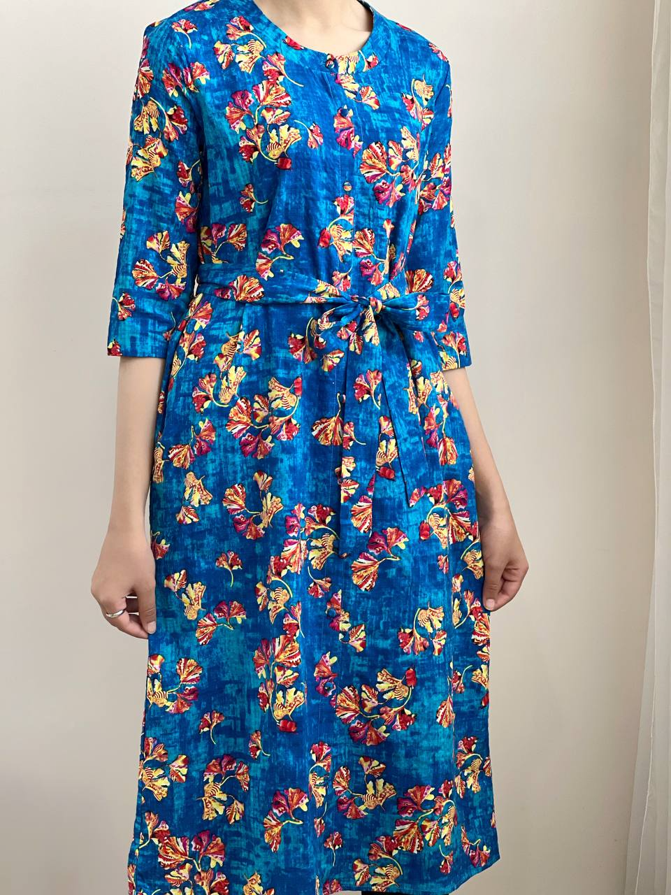 پیراهن نخی جلو دکمه کد 2008