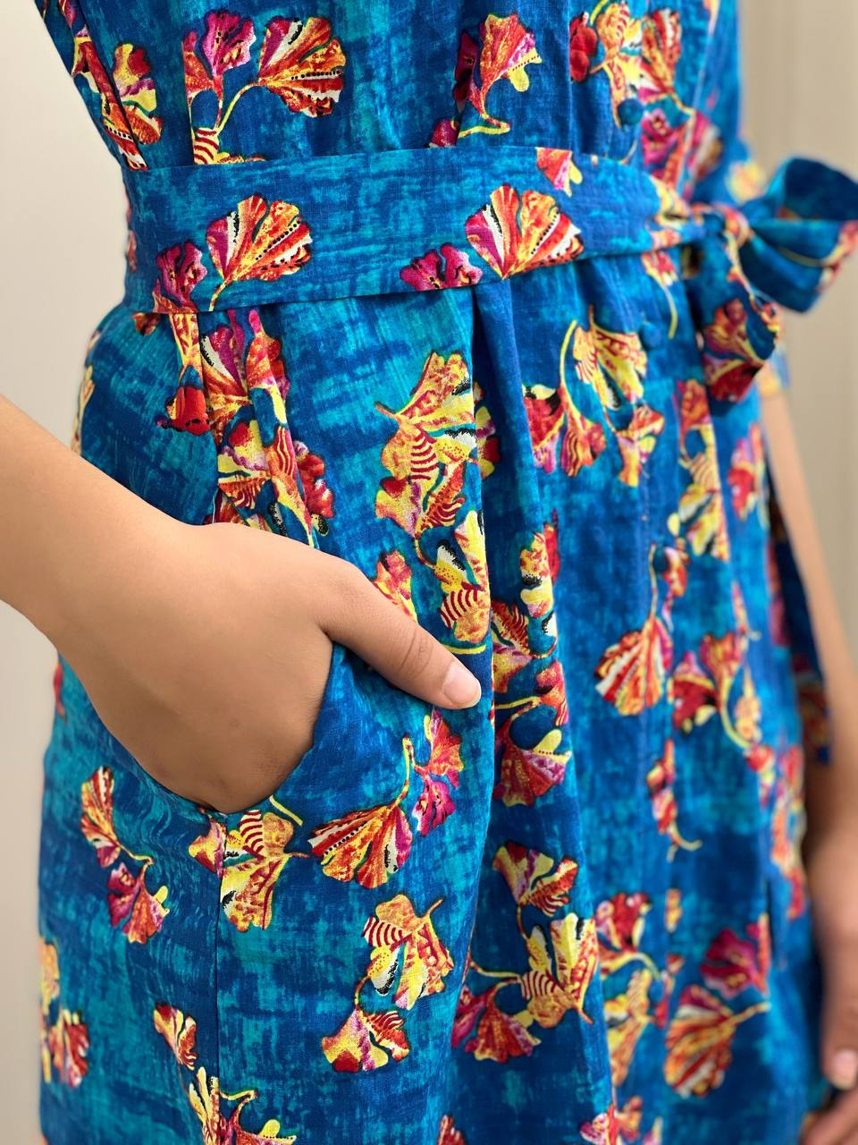 پیراهن نخی جلو دکمه کد 2008