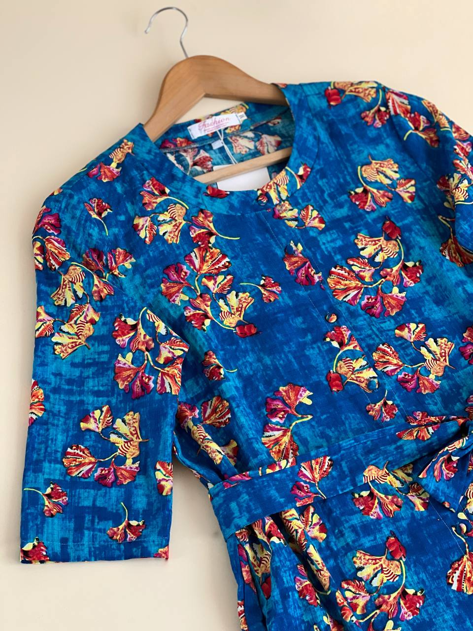 پیراهن نخی جلو دکمه کد 2008