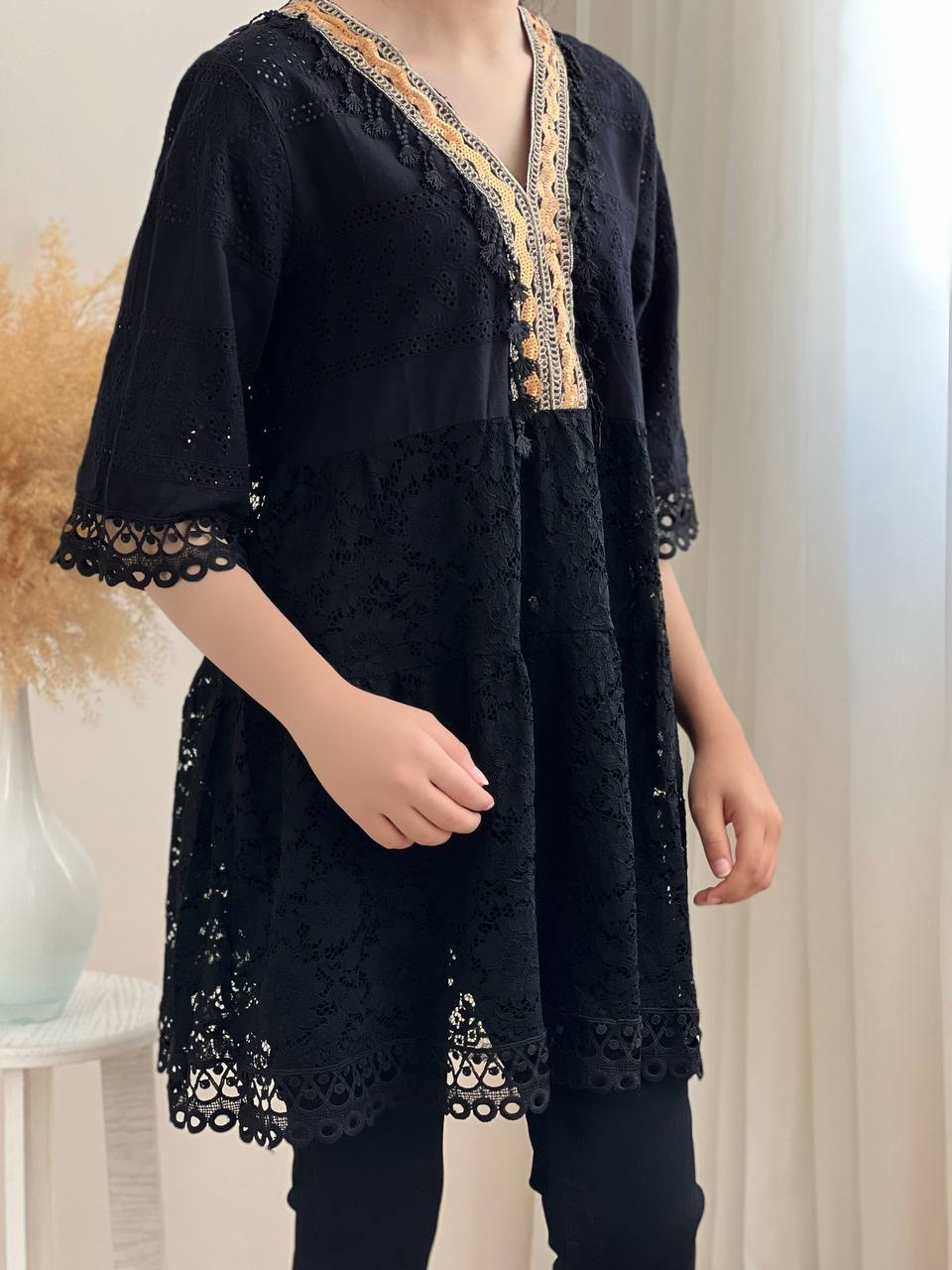 پیراهن مشکی منگوله دار کد 2009