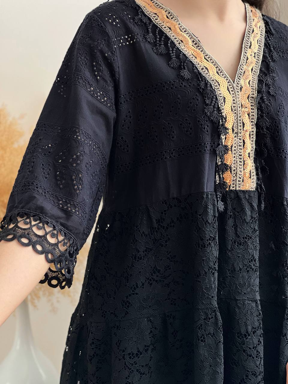 پیراهن مشکی منگوله دار کد 2009