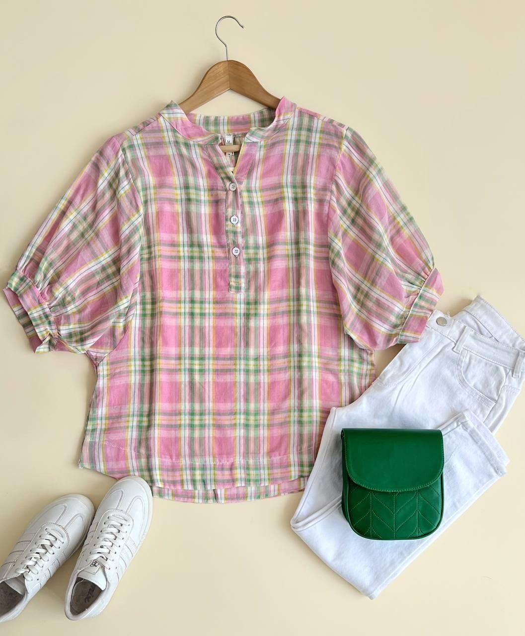 شومیز چهارخونه آستین کیمونو کد 2014