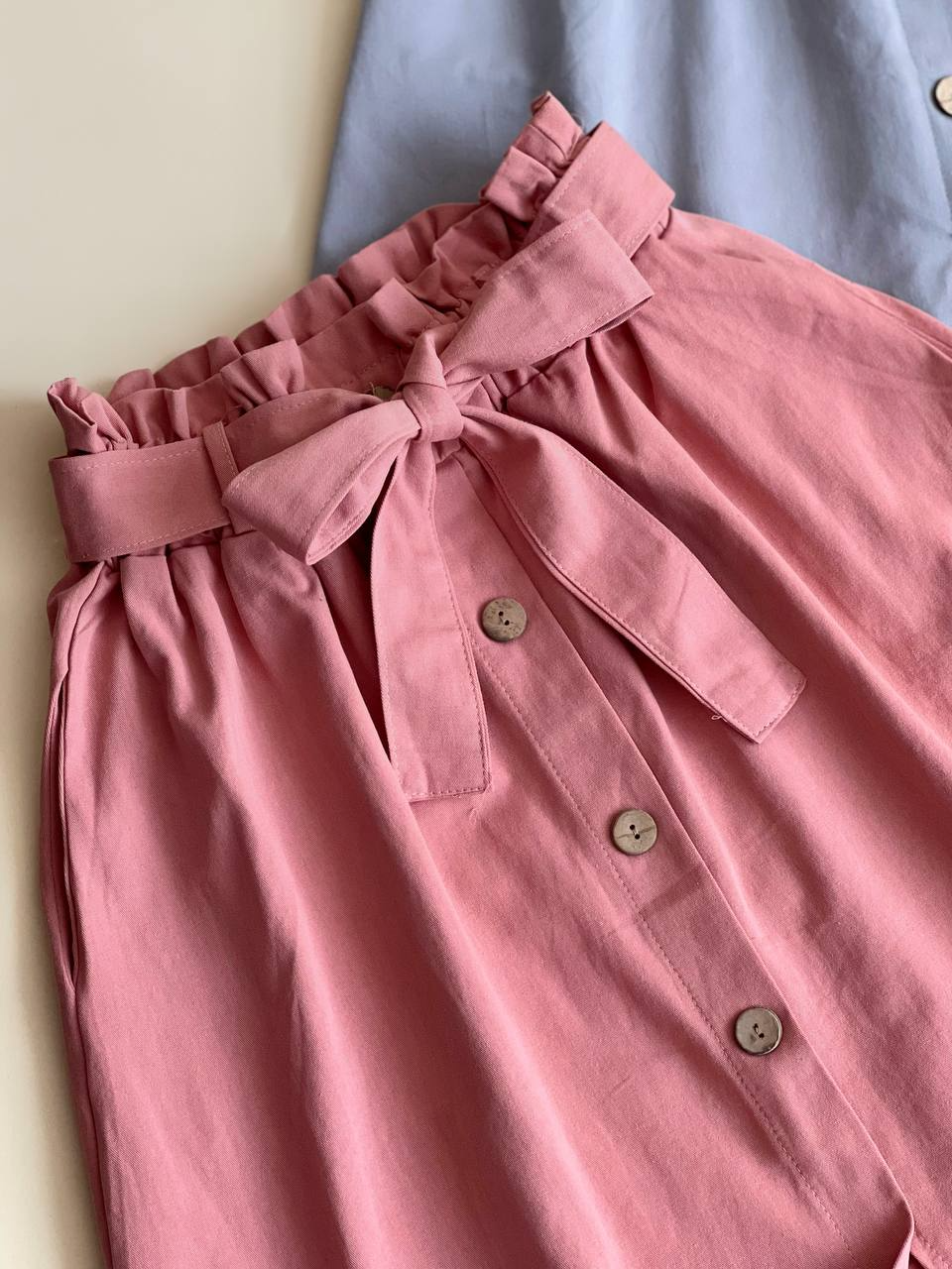 دامن کتان دکمه چوبی کد 2019