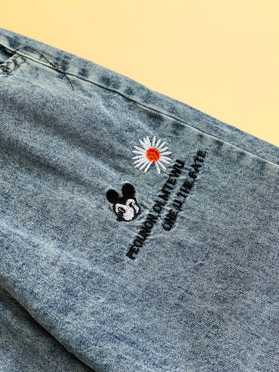 شلوار نیم بگ جین میکی موس کد 2020