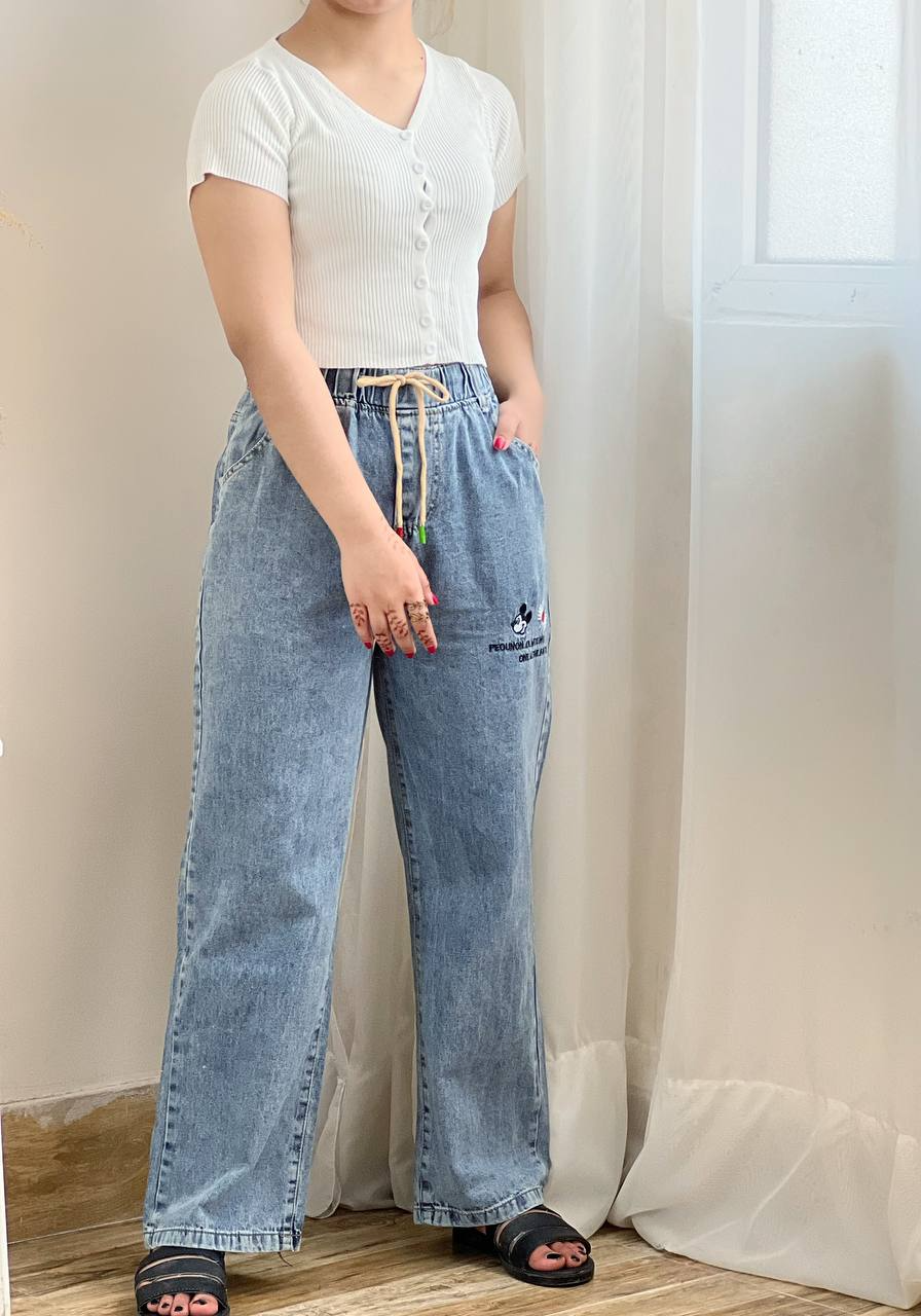 شلوار نیم بگ جین میکی موس کد 2020