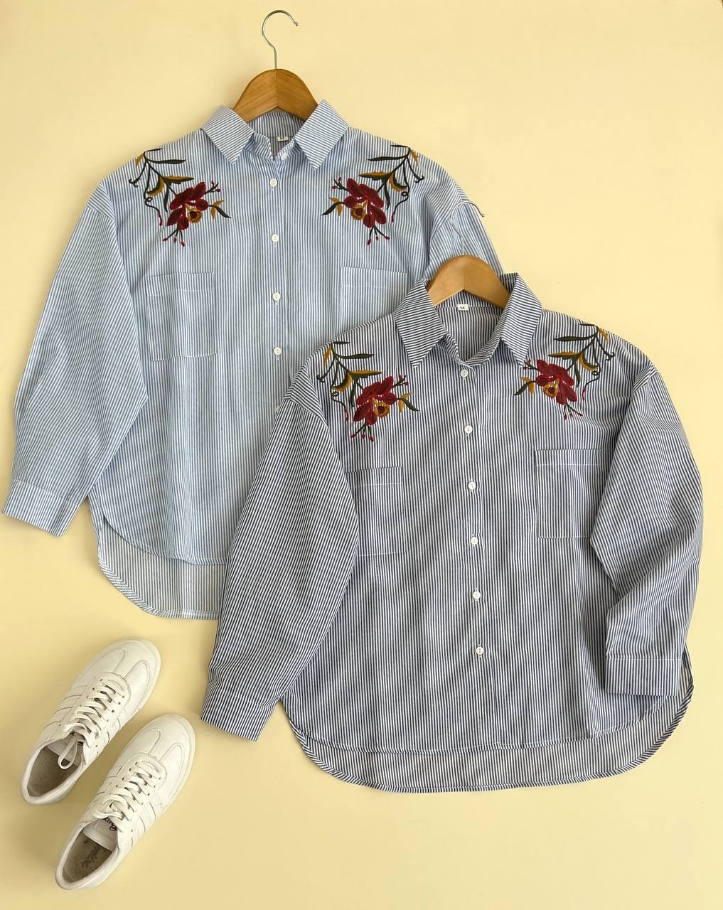 شومیز راه راه گلدوزی شده کد 2060