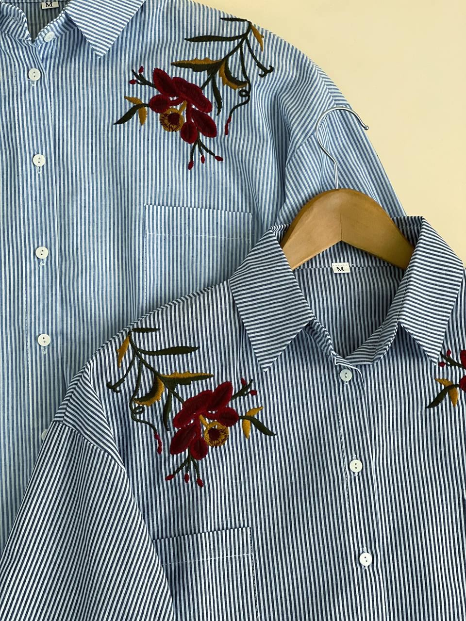 شومیز راه راه گلدوزی شده کد 2060