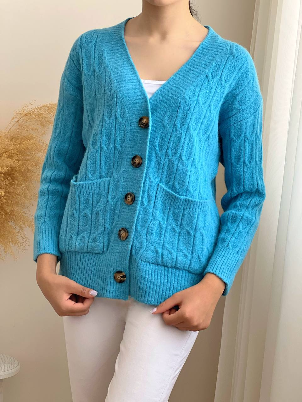 ژاکت بافت جلو دکمه کد 2062