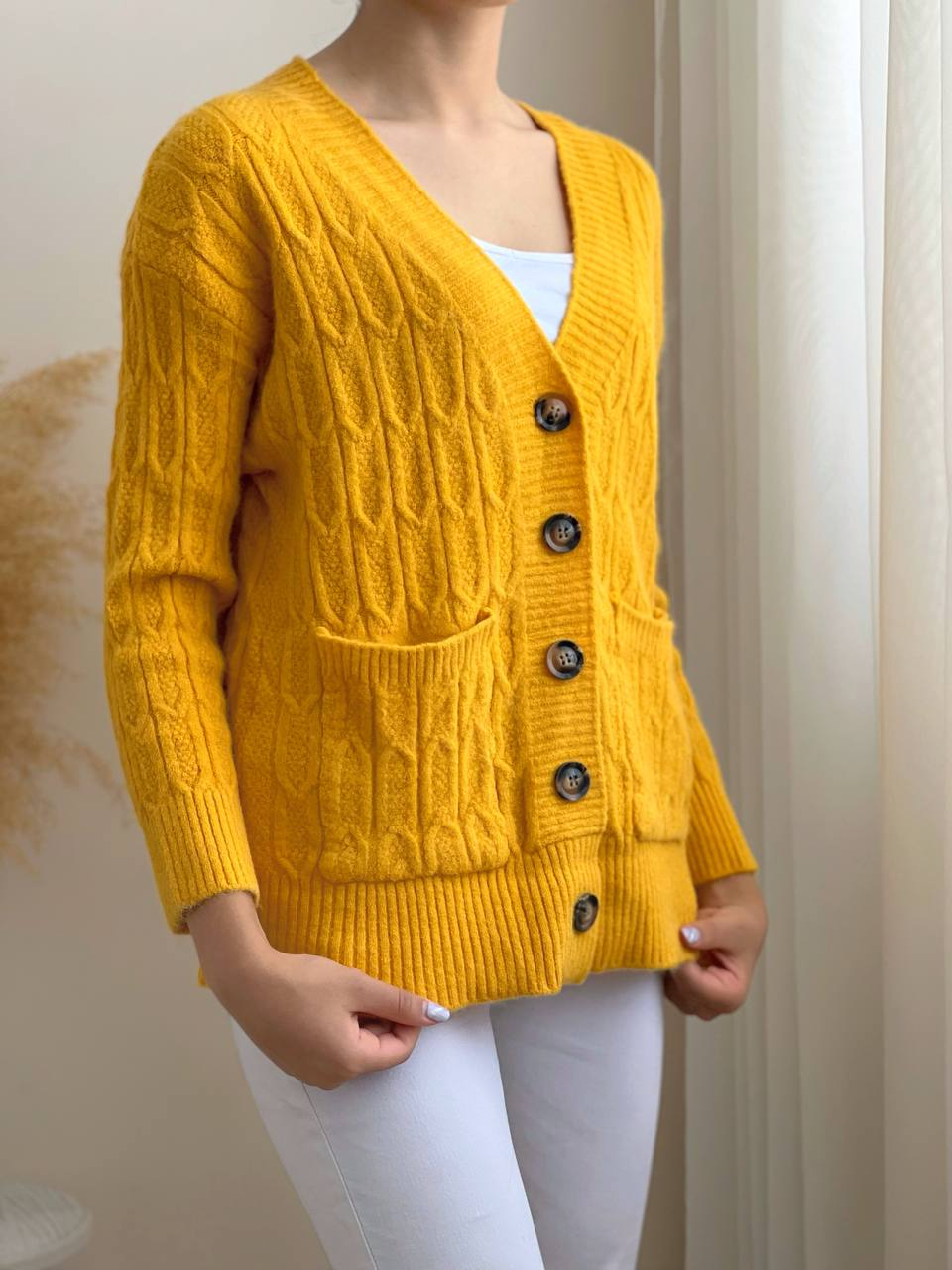 ژاکت بافت جلو دکمه کد 2062