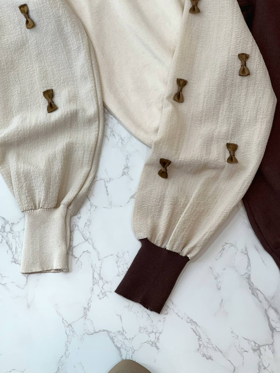 پلیور بافت آستین پف پاپیون کد 2063