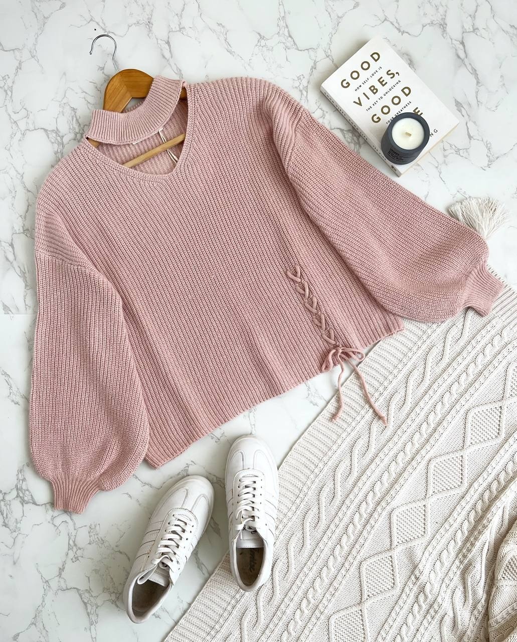 پلیور بافت آستین پف کد 2066