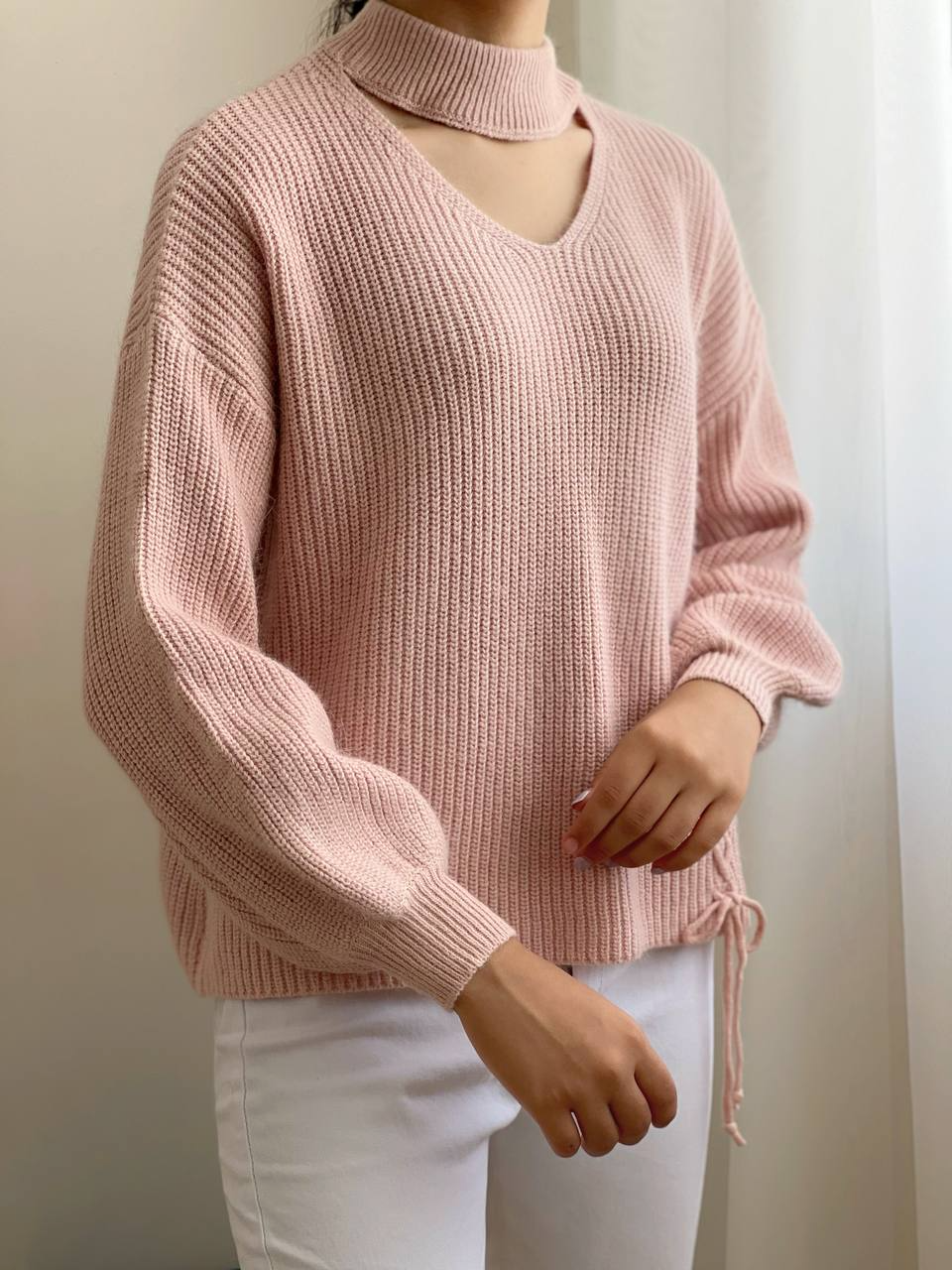 پلیور بافت آستین پف کد 2066