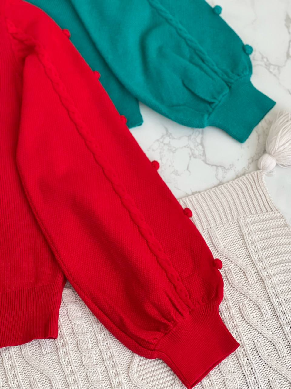 پلیور بافت آستین پف پشت پاپیون کد 2075