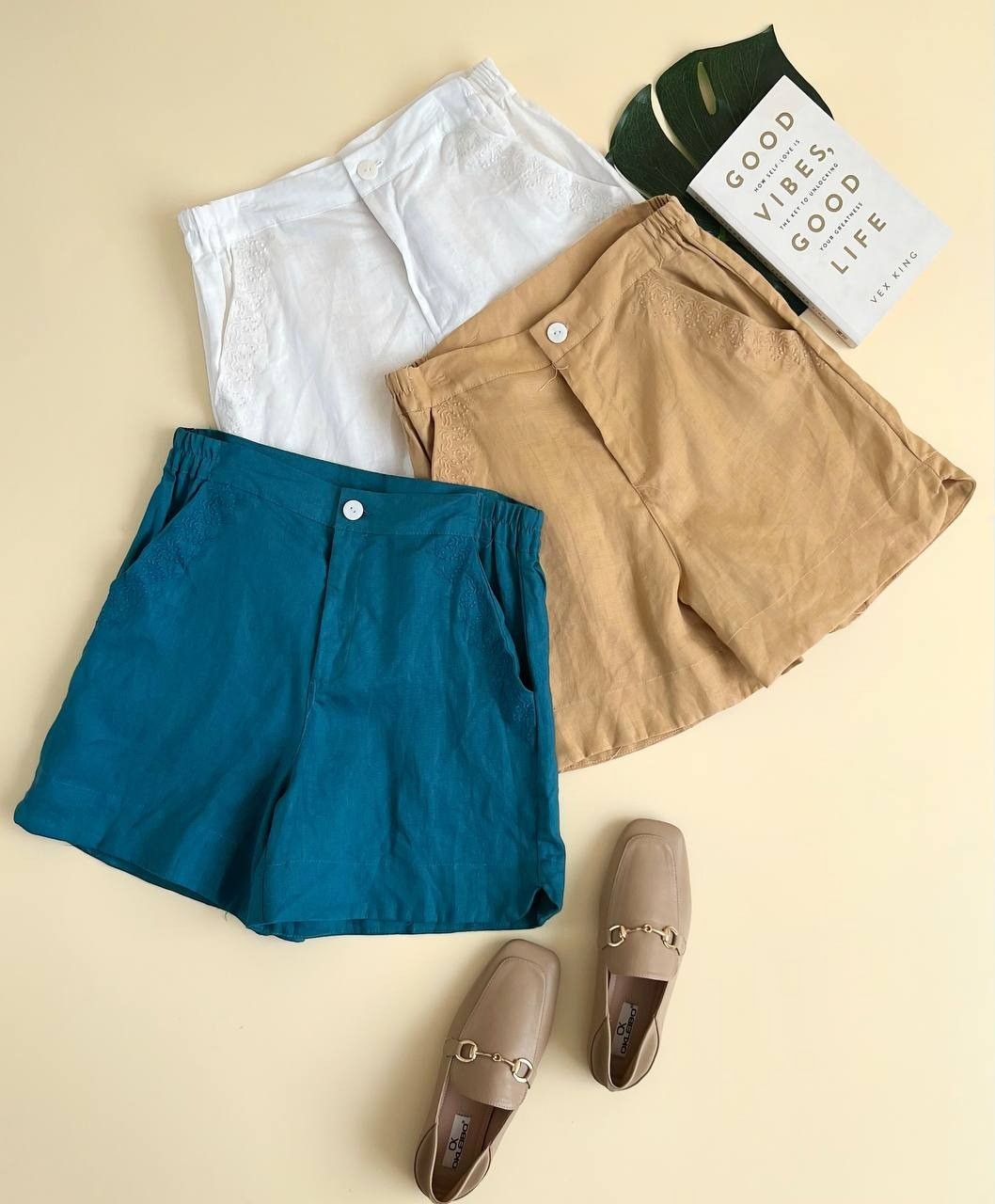 شلوارک لینن گلدوزی شده کد 2080