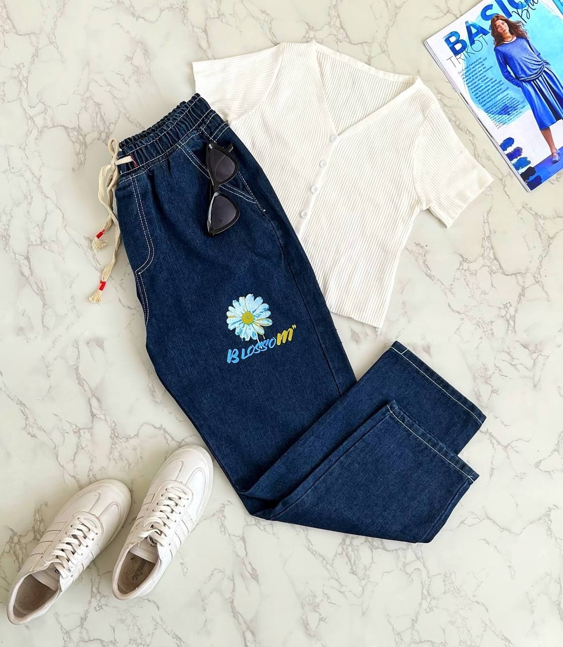 شلوار مام استایل جین بابونه کد 2081