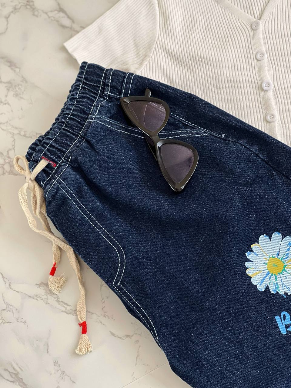شلوار مام استایل جین بابونه کد 2081