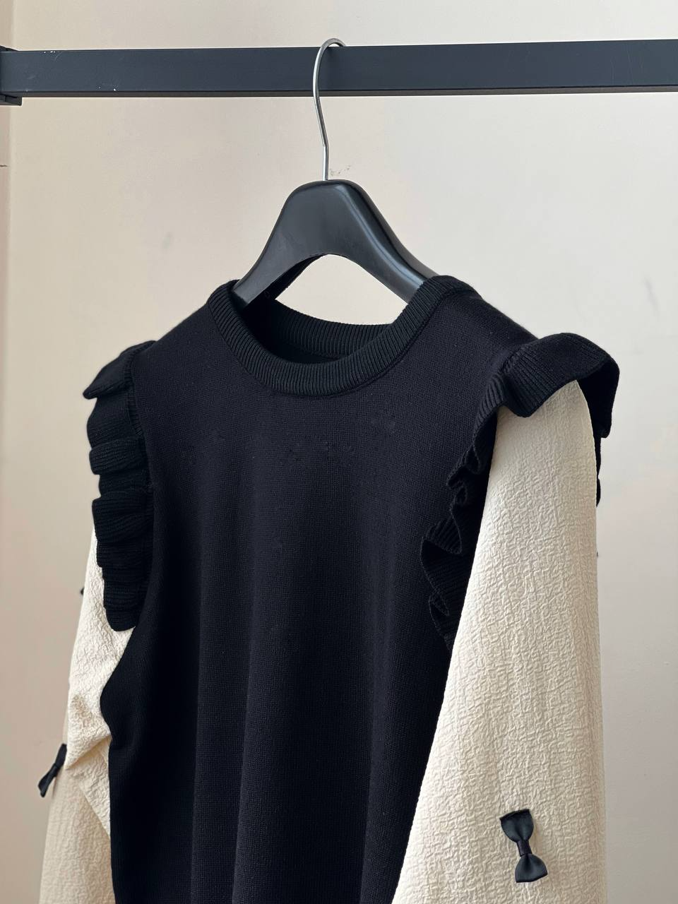 پلیور بافت آستین پف پاپیون کد 2063