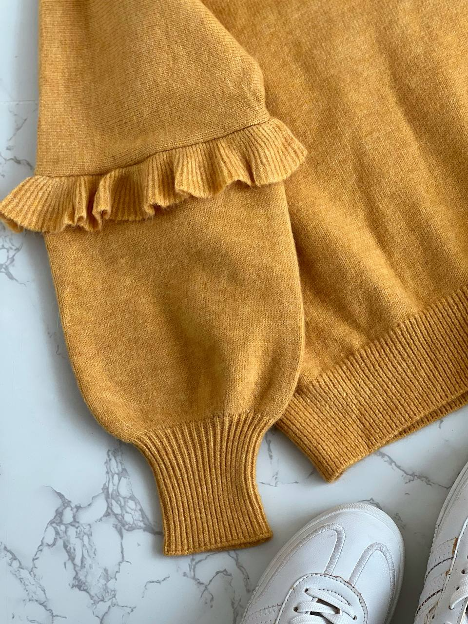 پلیور بافت آستین پف چین دار کد 2089