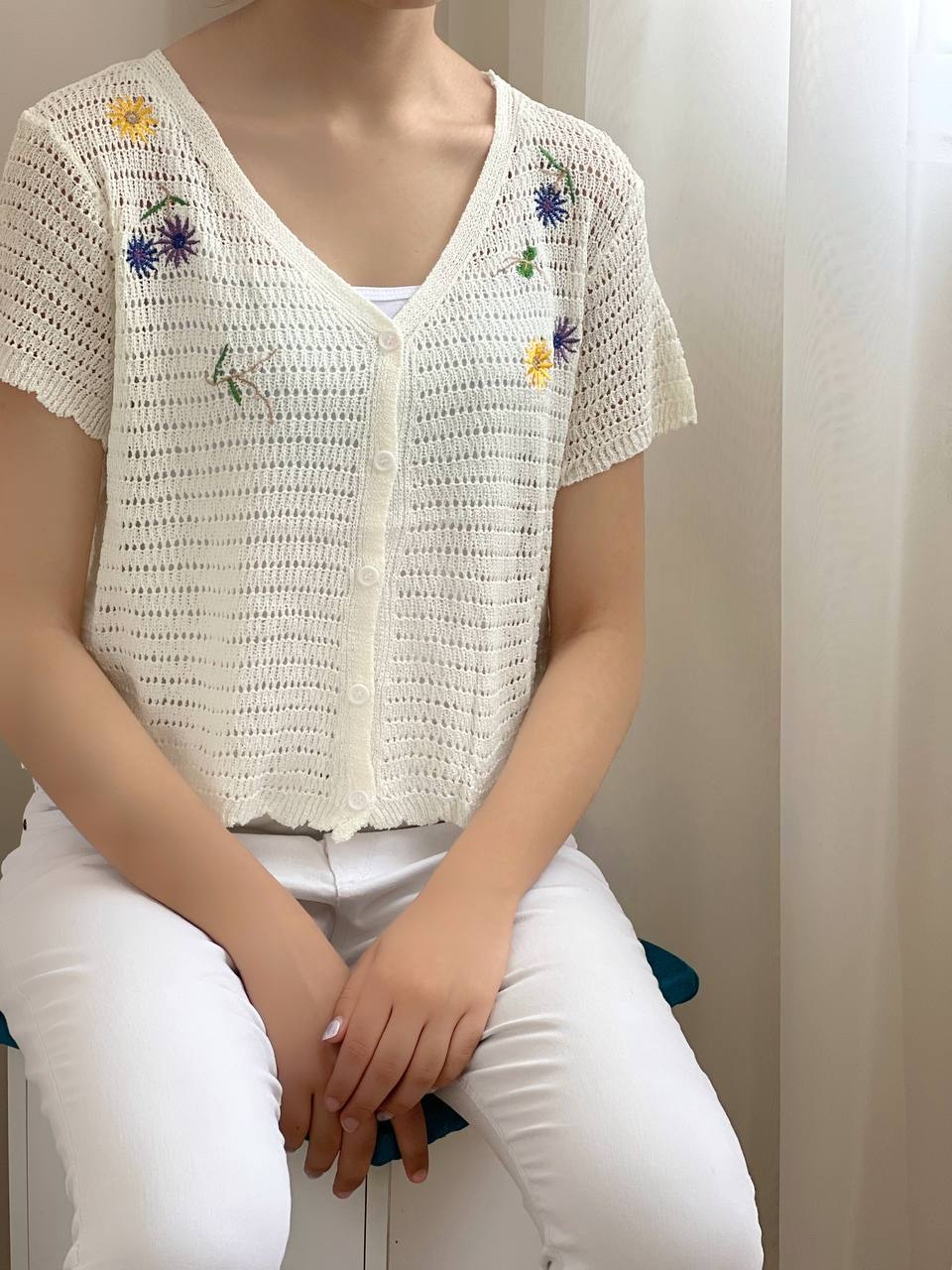 رویی قلاب دوزی گلدوزی شده کد 2100