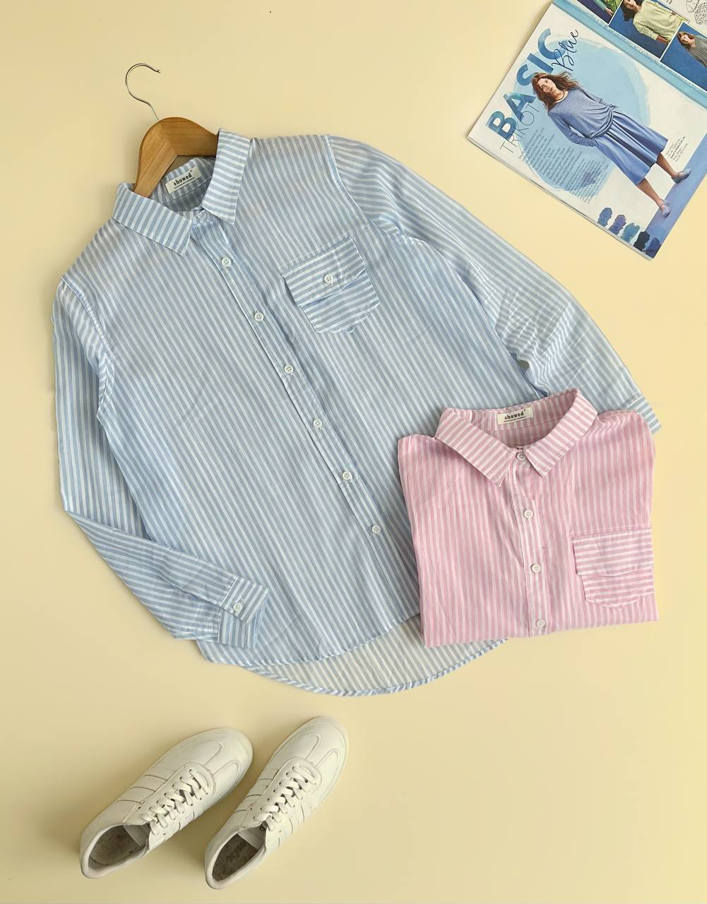 شومیز مانتویی راه راه نخی کد 2101