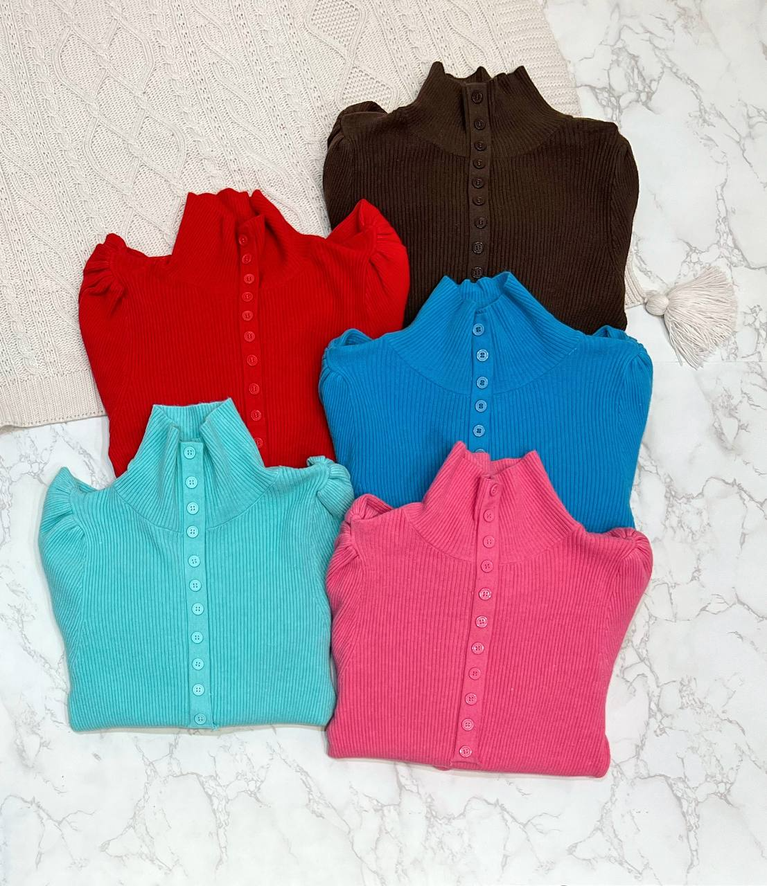 پلیور بافت آستین پف 11 رنگ کد 2110