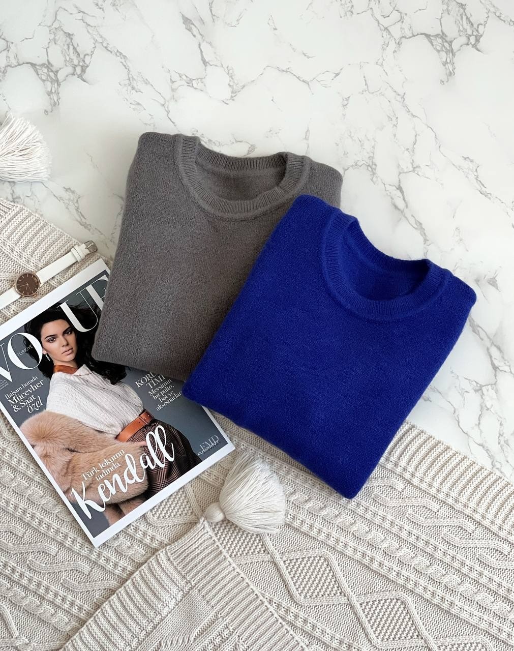 پلیور بافت یقه گرد موهر دار کد 2117