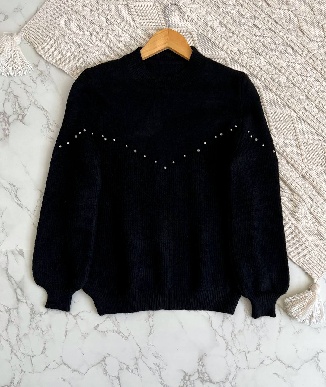 پلیور بافت جلو مرواریدی کد 2120