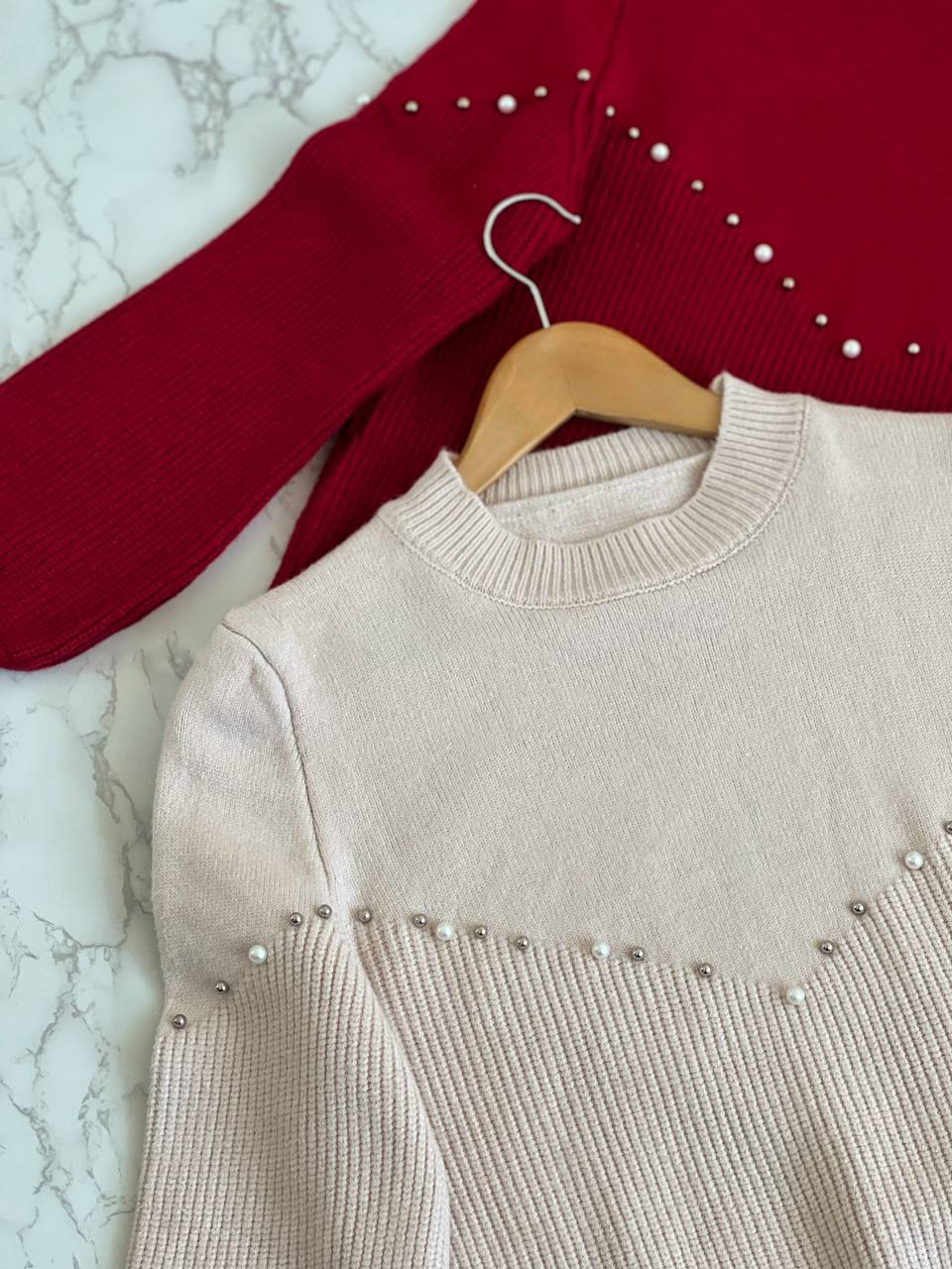 پلیور بافت جلو مرواریدی کد 2120