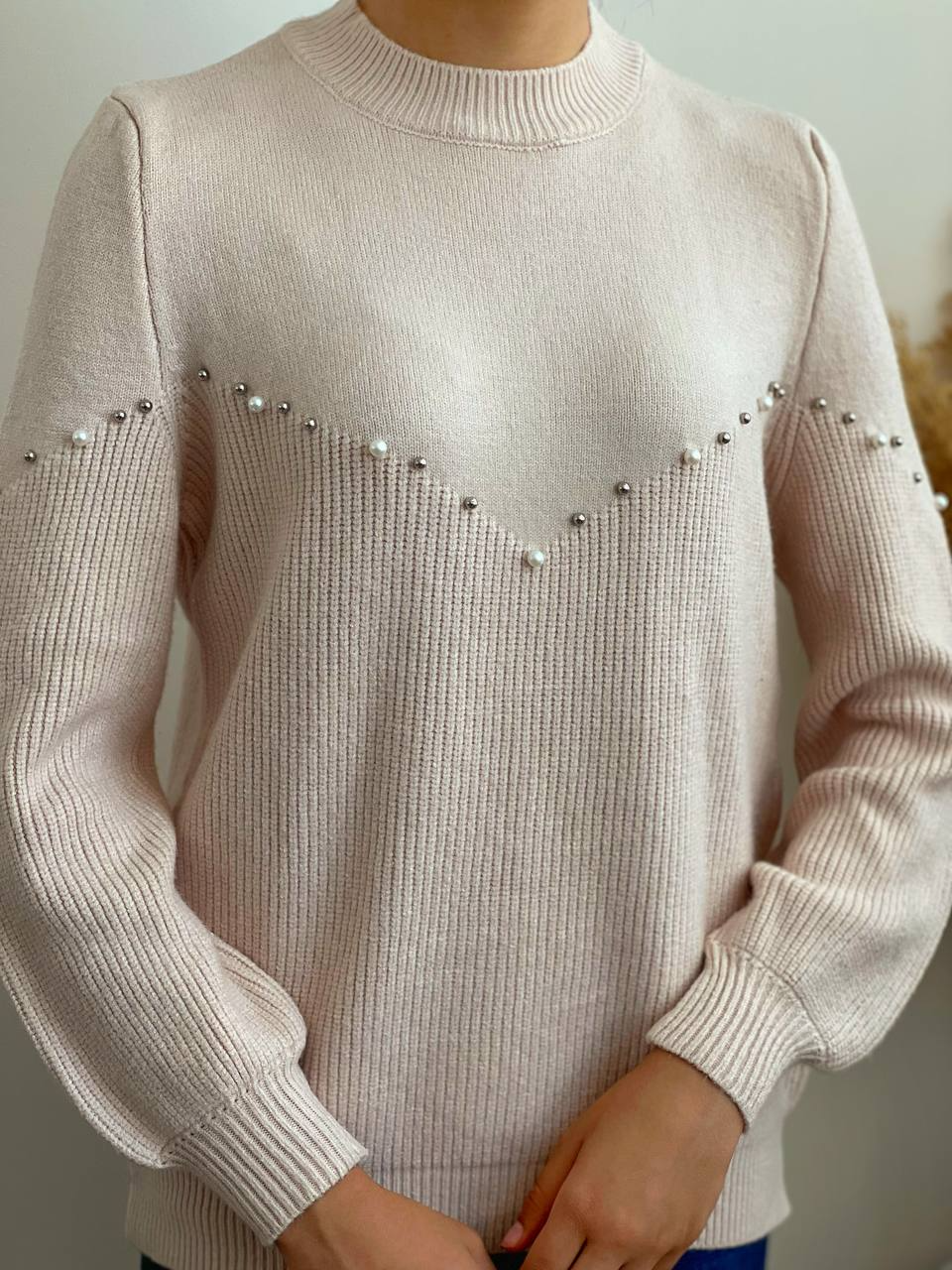 پلیور بافت جلو مرواریدی کد 2120