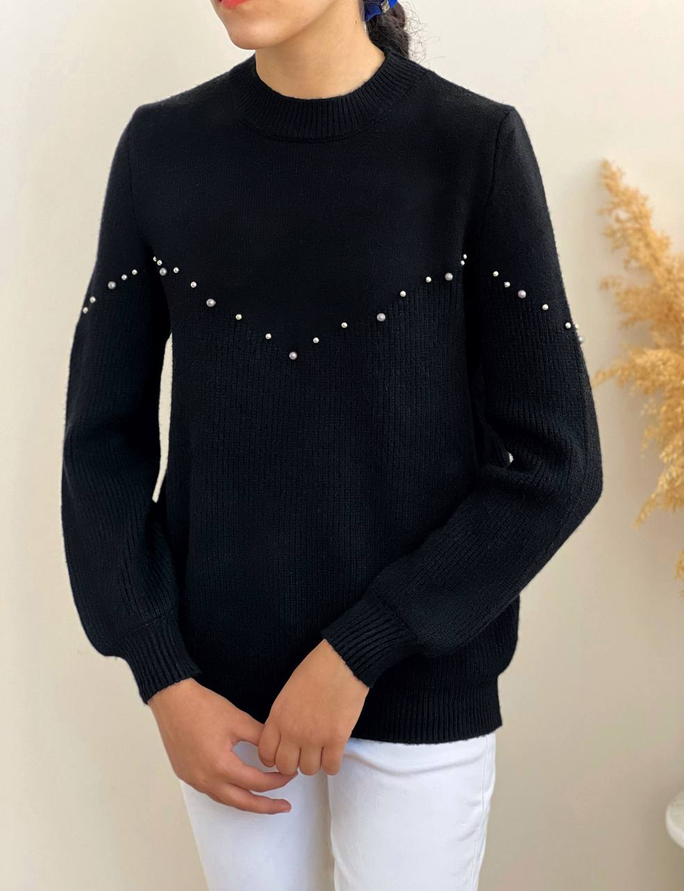پلیور بافت جلو مرواریدی کد 2120