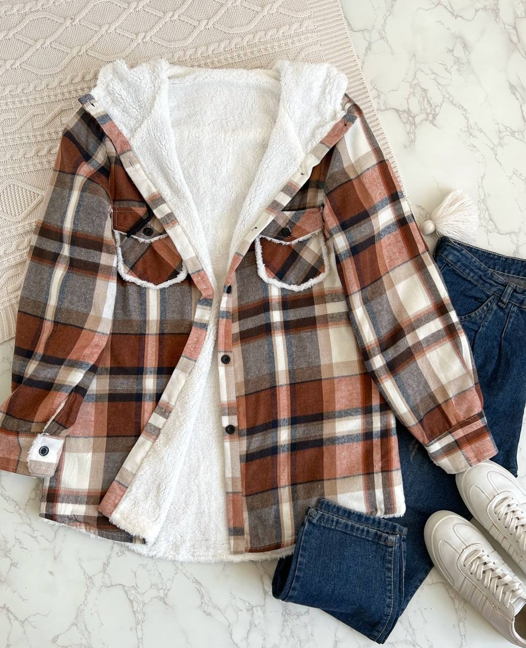 پالتو چهارخونه داخل ببعی کد 2122