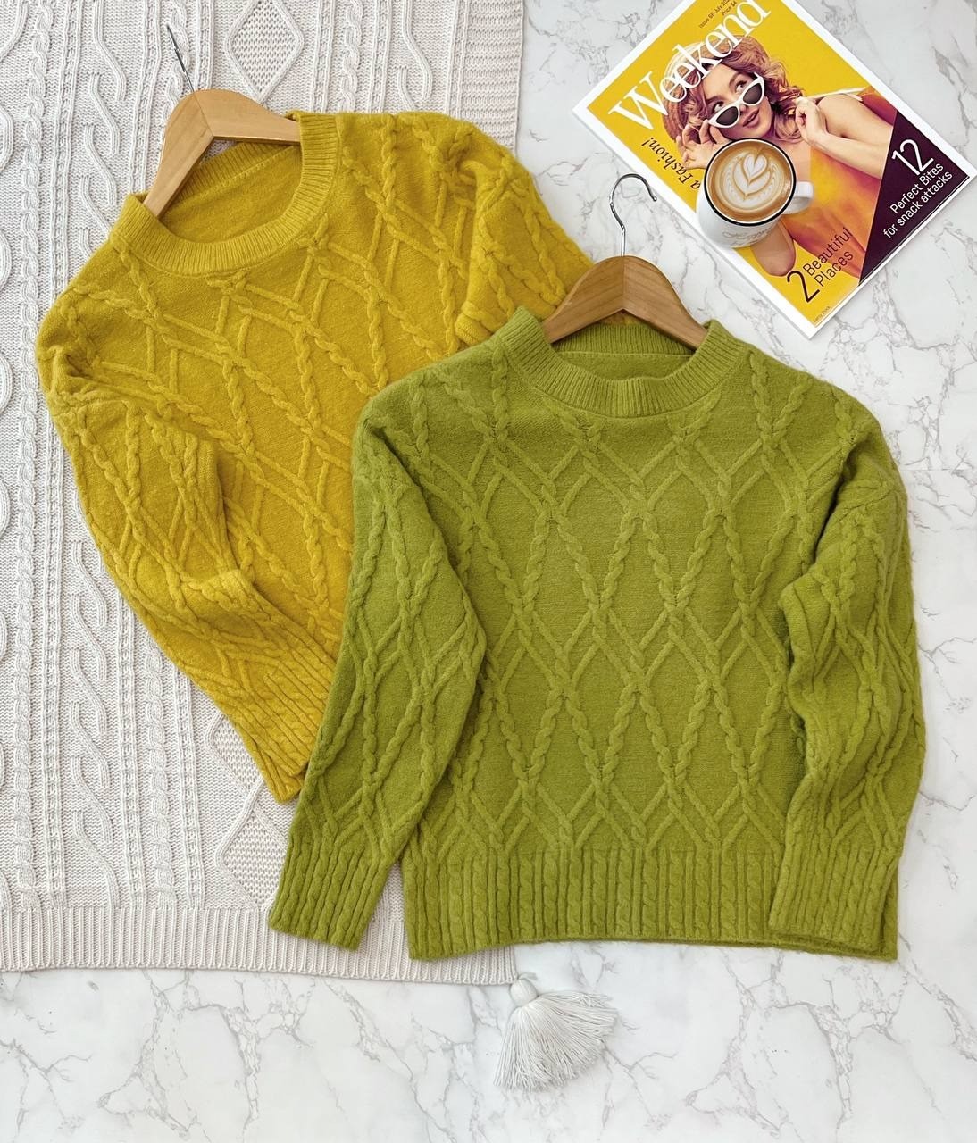 پلیور بافت زنجیری یقه گرد کد 2127