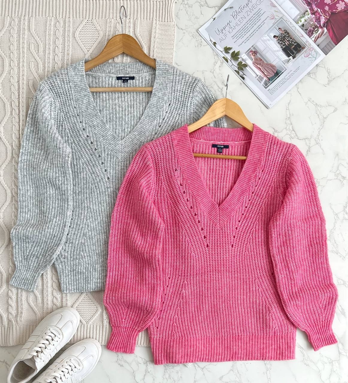 پلیور بافت یقه هفت آستین پف کد 2129