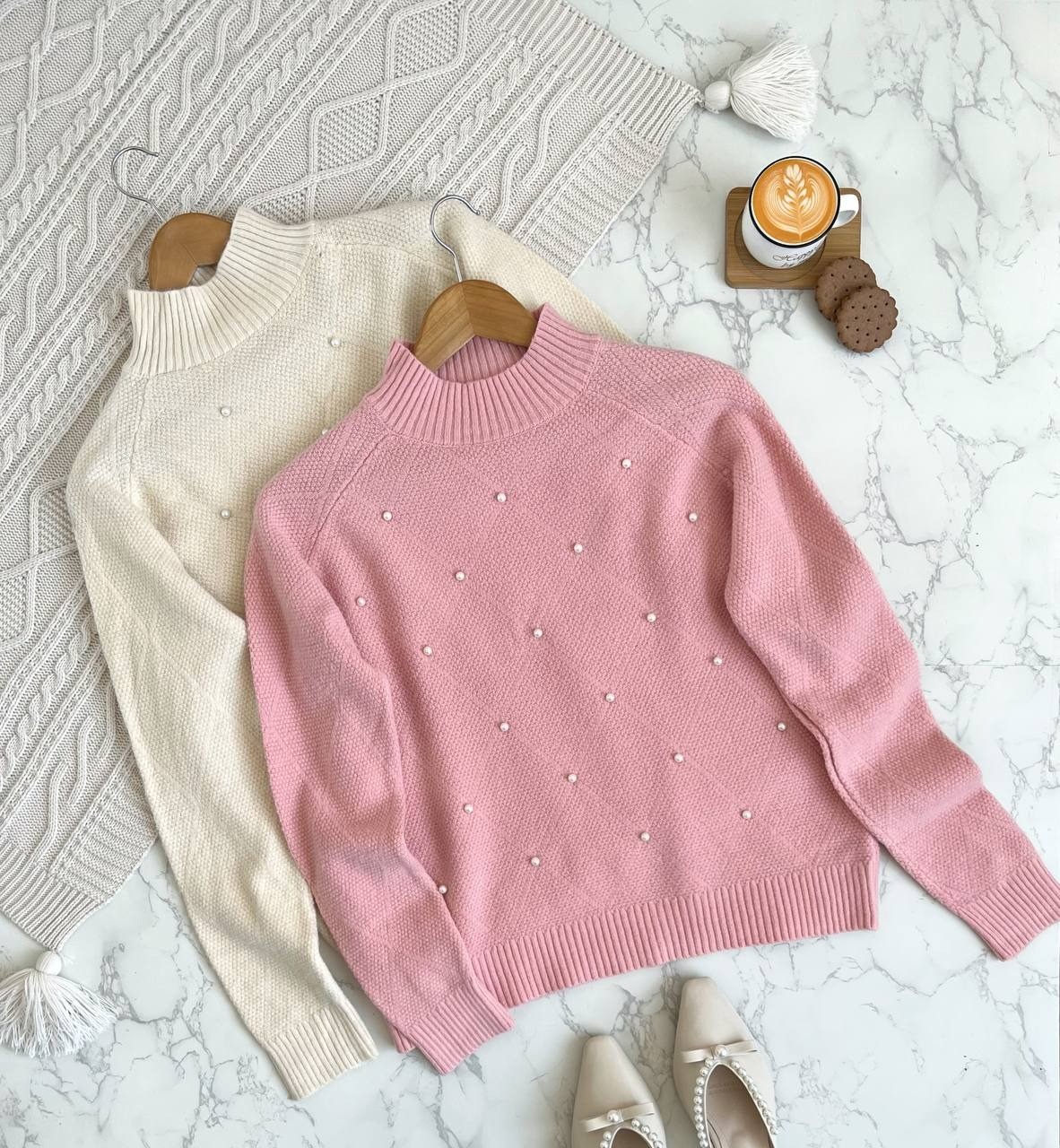 پلیور بافت مرواریدی یقه سه سانت کد 2132