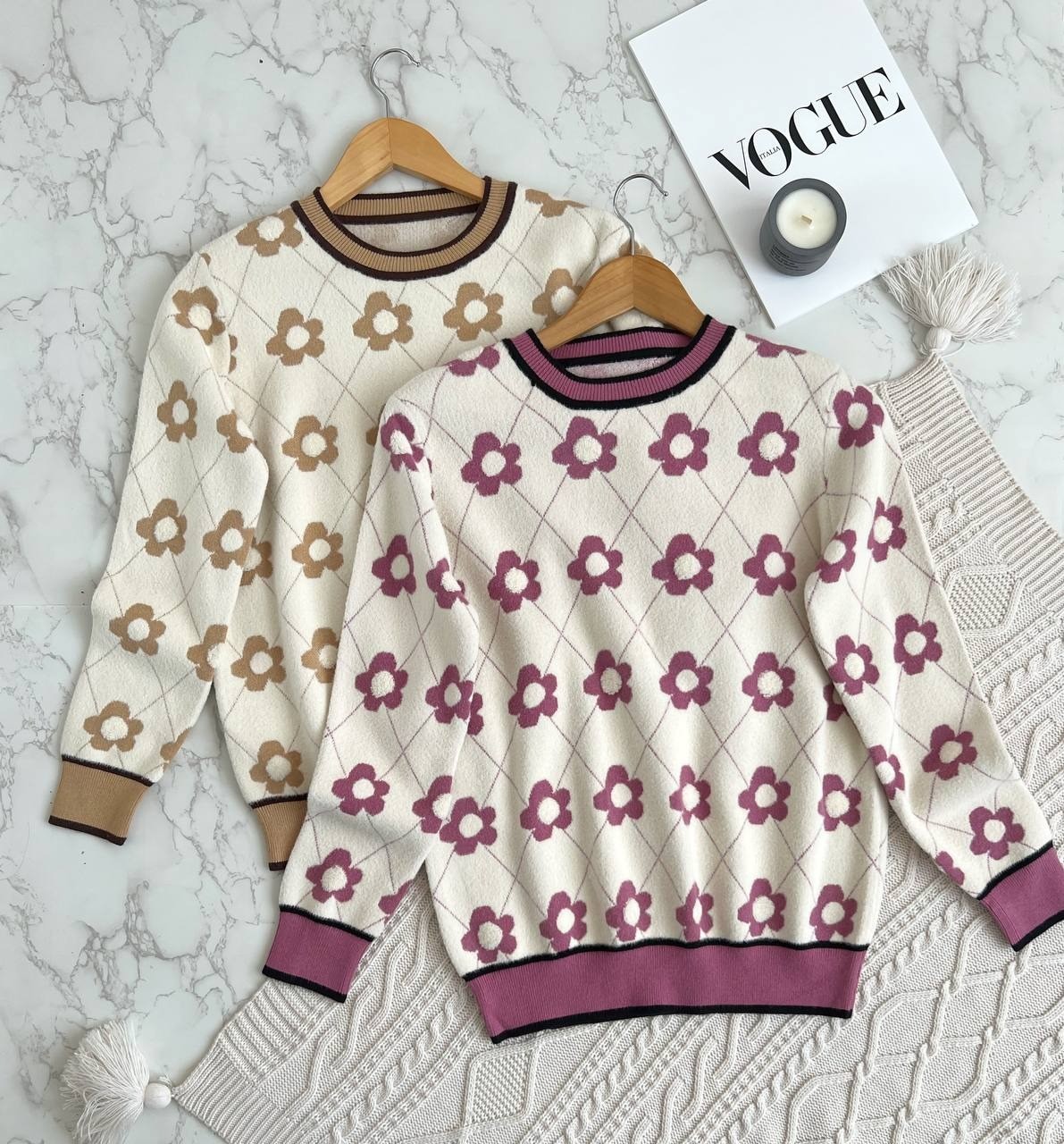 پلیور بافت قلب و گل موهر کد 2133