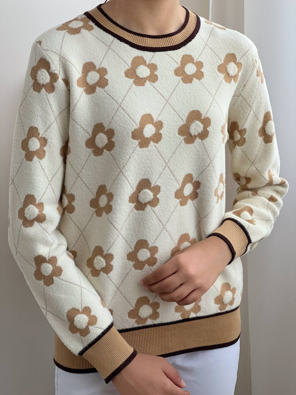 پلیور بافت قلب و گل موهر کد 2133