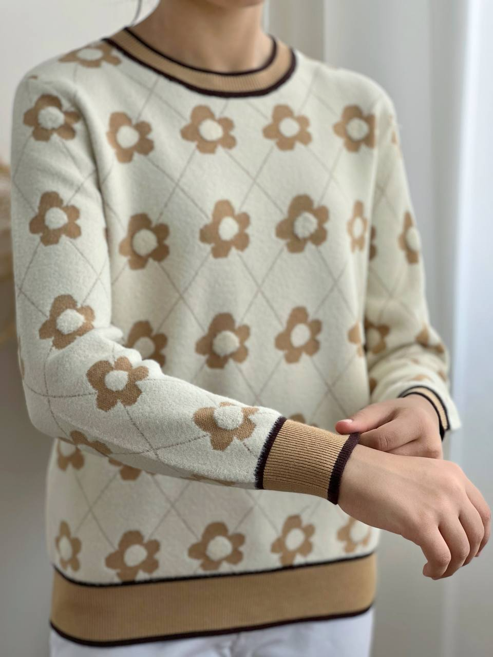 پلیور بافت قلب و گل موهر کد 2133