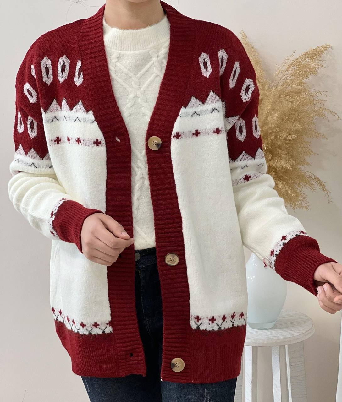 ژاکت بافت جلو دکمه کد 2134