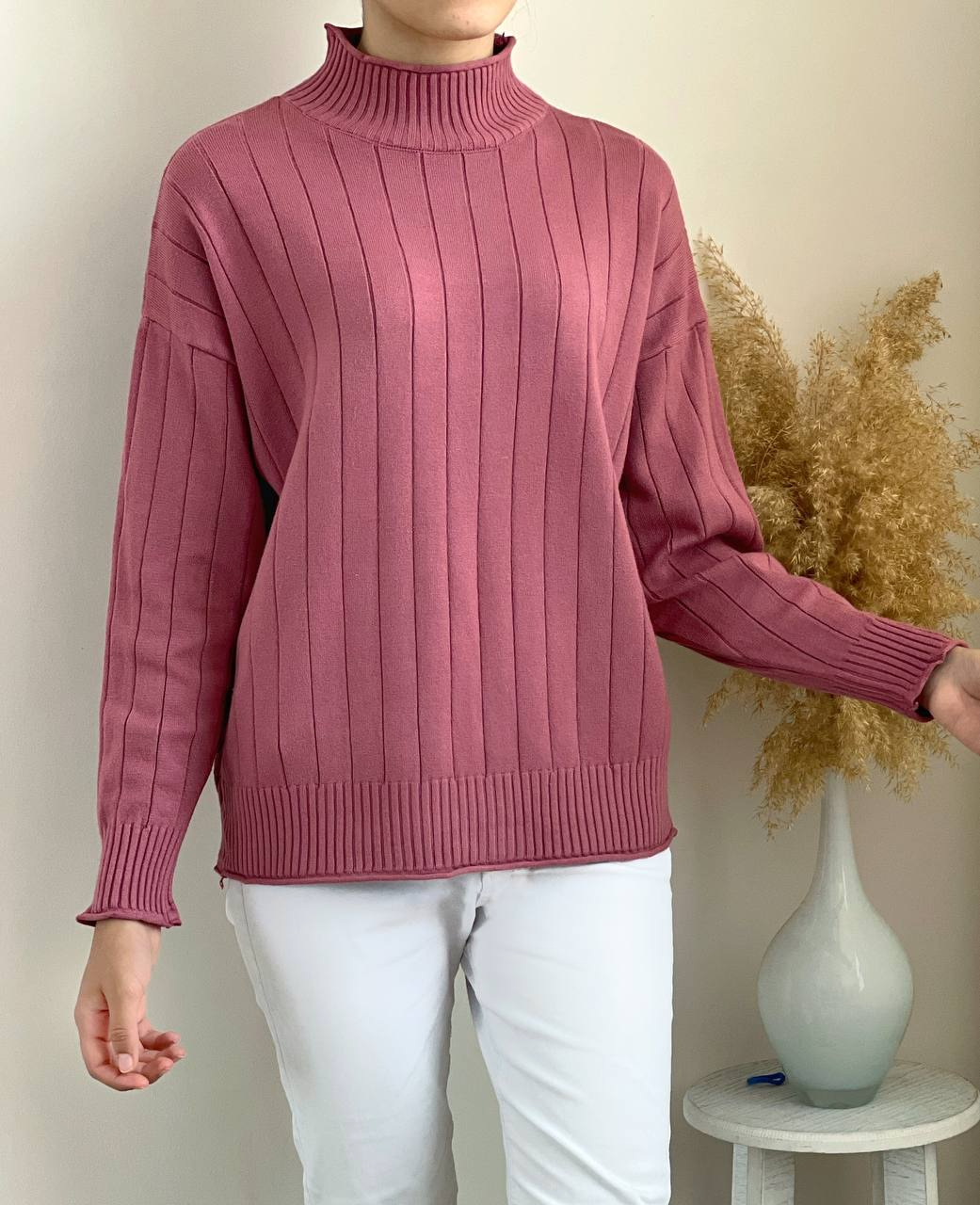 پلیور بافت یقه سه سانت راه راه کد 2136