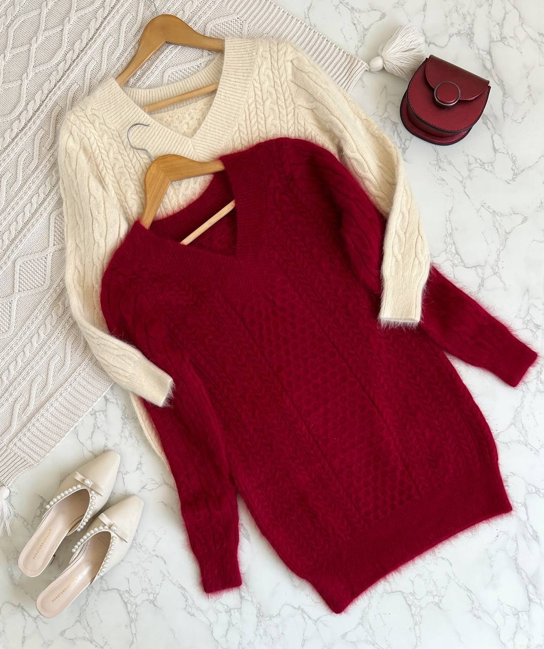 تونیک بافت موهر دار یقه هفت کد 2137