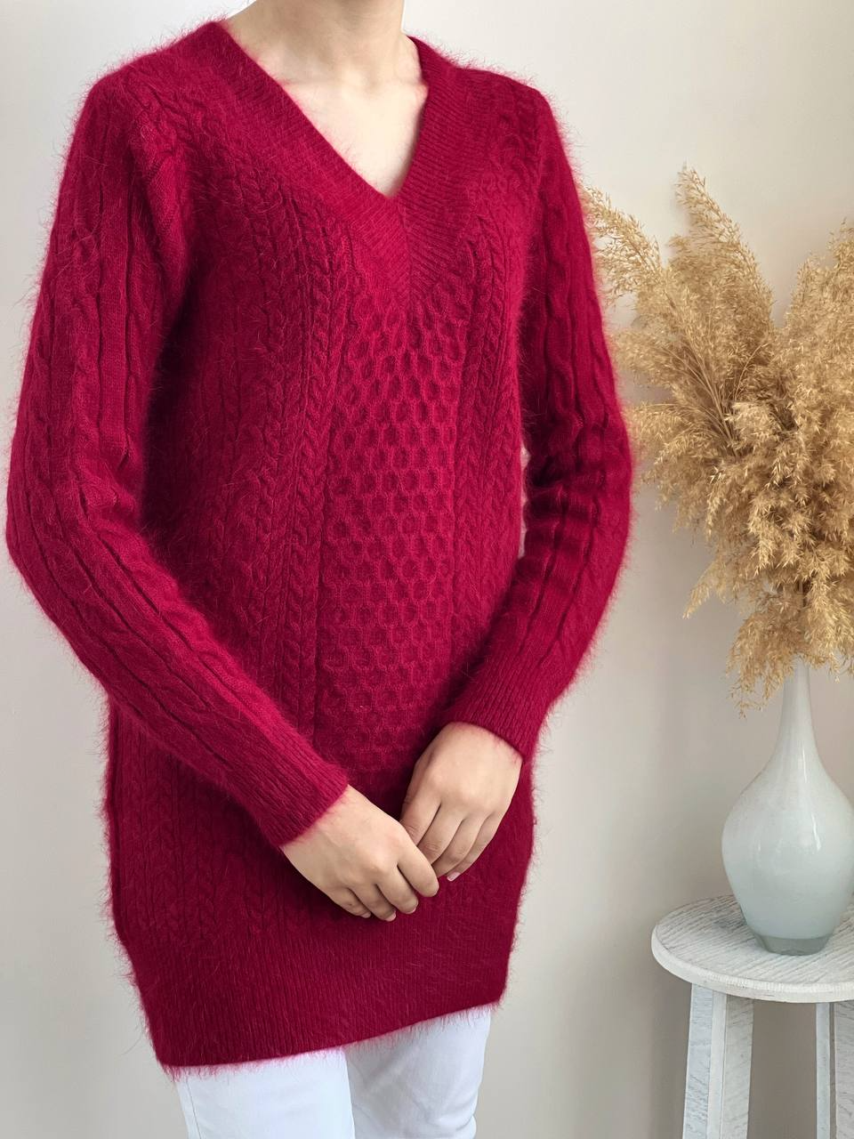 تونیک بافت موهر دار یقه هفت کد 2137