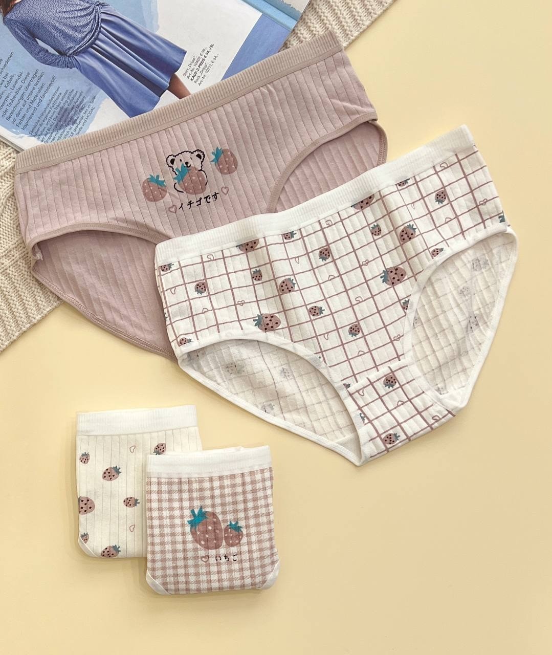 شورت نخ کبریتی توت فرنگی کد 2142