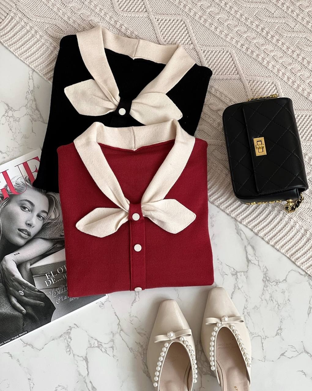 پلیور بافت یقه پاپیون کد 2143