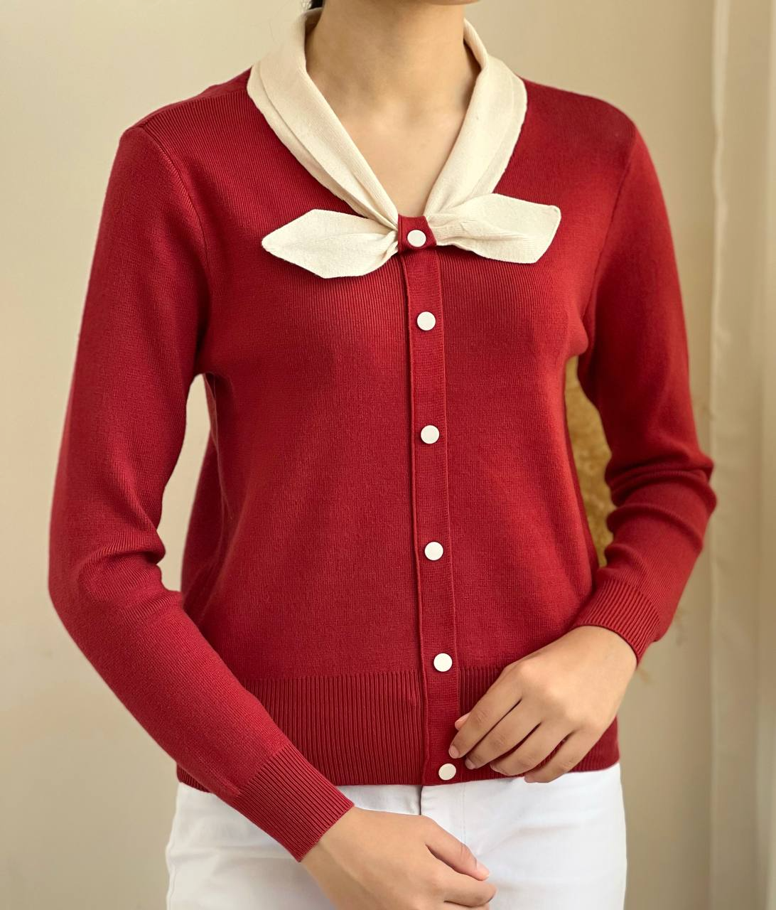 پلیور بافت یقه پاپیون کد 2143