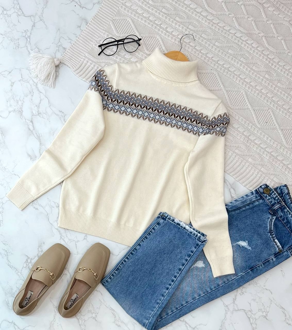 پلیور بافت سنتی یقه اسکی کد 2145