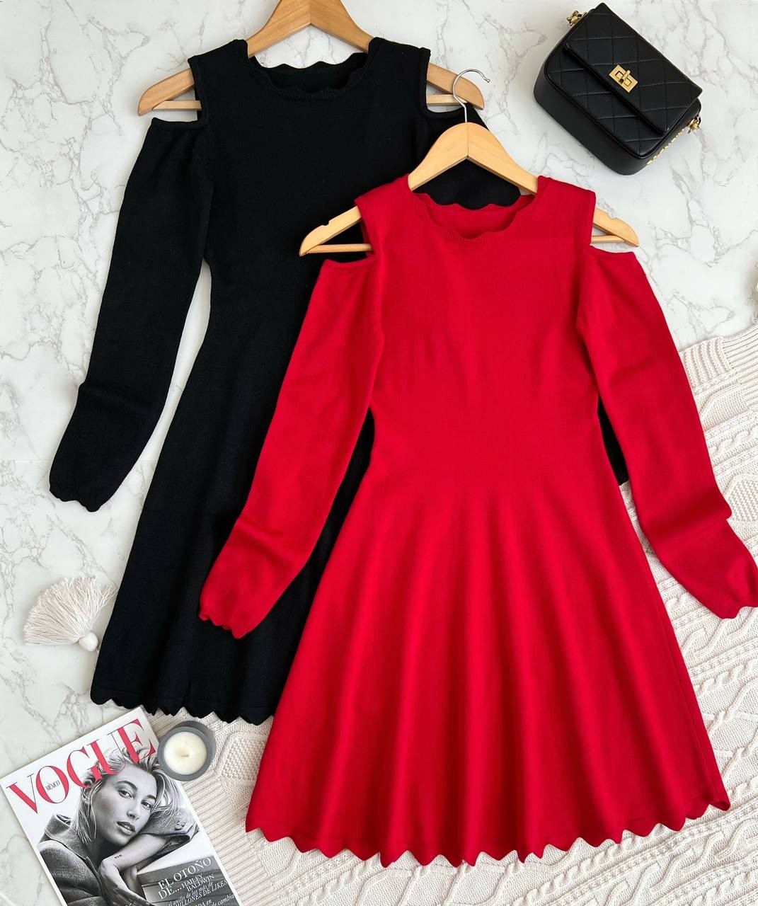 پیراهن بافت سرشانه باز کد 2149