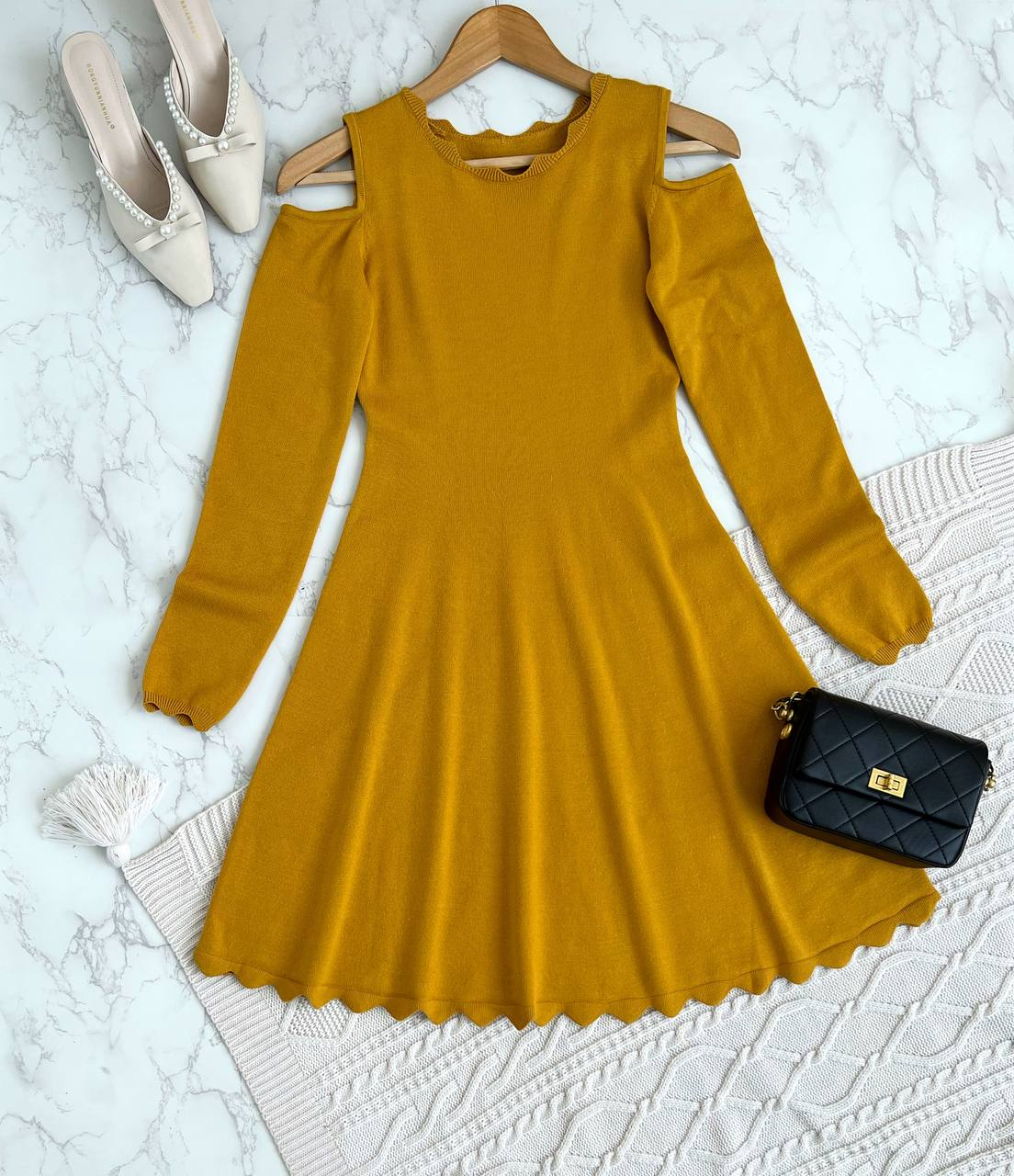 پیراهن بافت سرشانه باز کد 2149