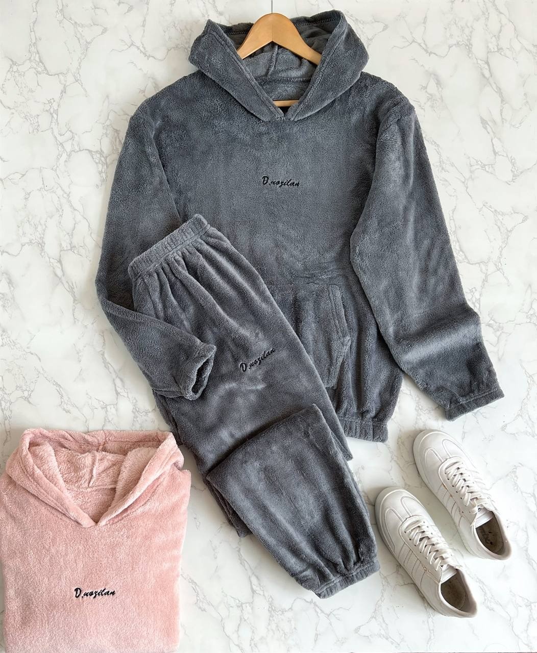 ست شلوار و هودی کلاهدار تدی کد 2152