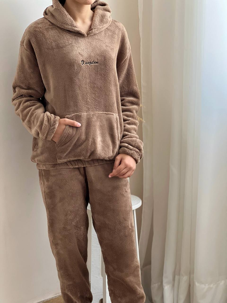 ست شلوار و هودی کلاهدار تدی کد 2152